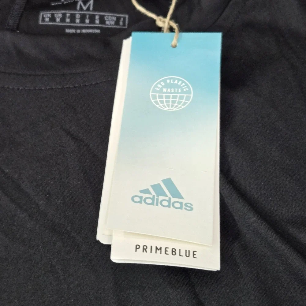 Adidas‎ Men Shirt M Black Primeblue Activewear Logo Short Sleeve NWT